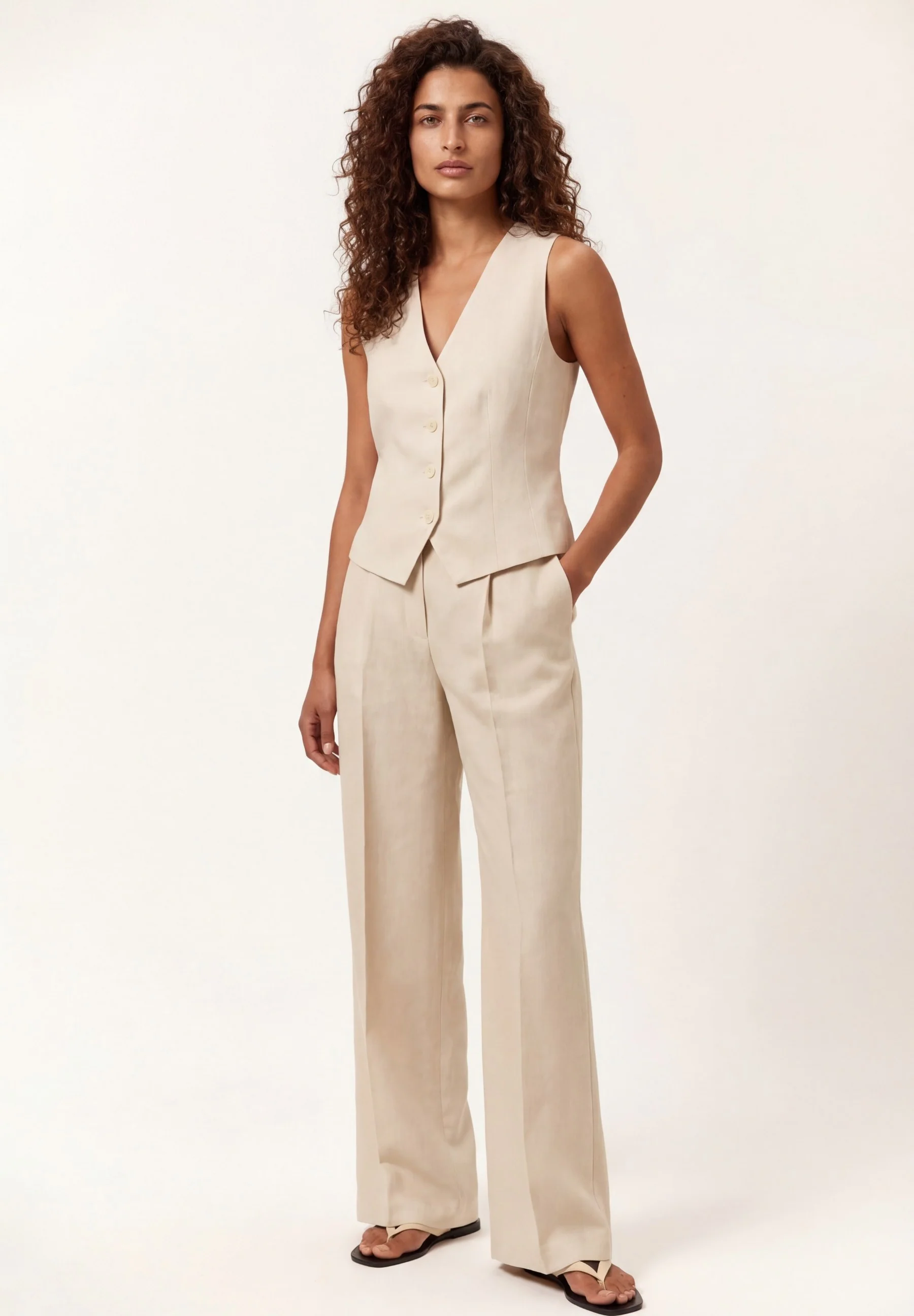 Colete Slim Fit Em Mistura De Viscose Com Fecho De Quatro Botões - Image 4