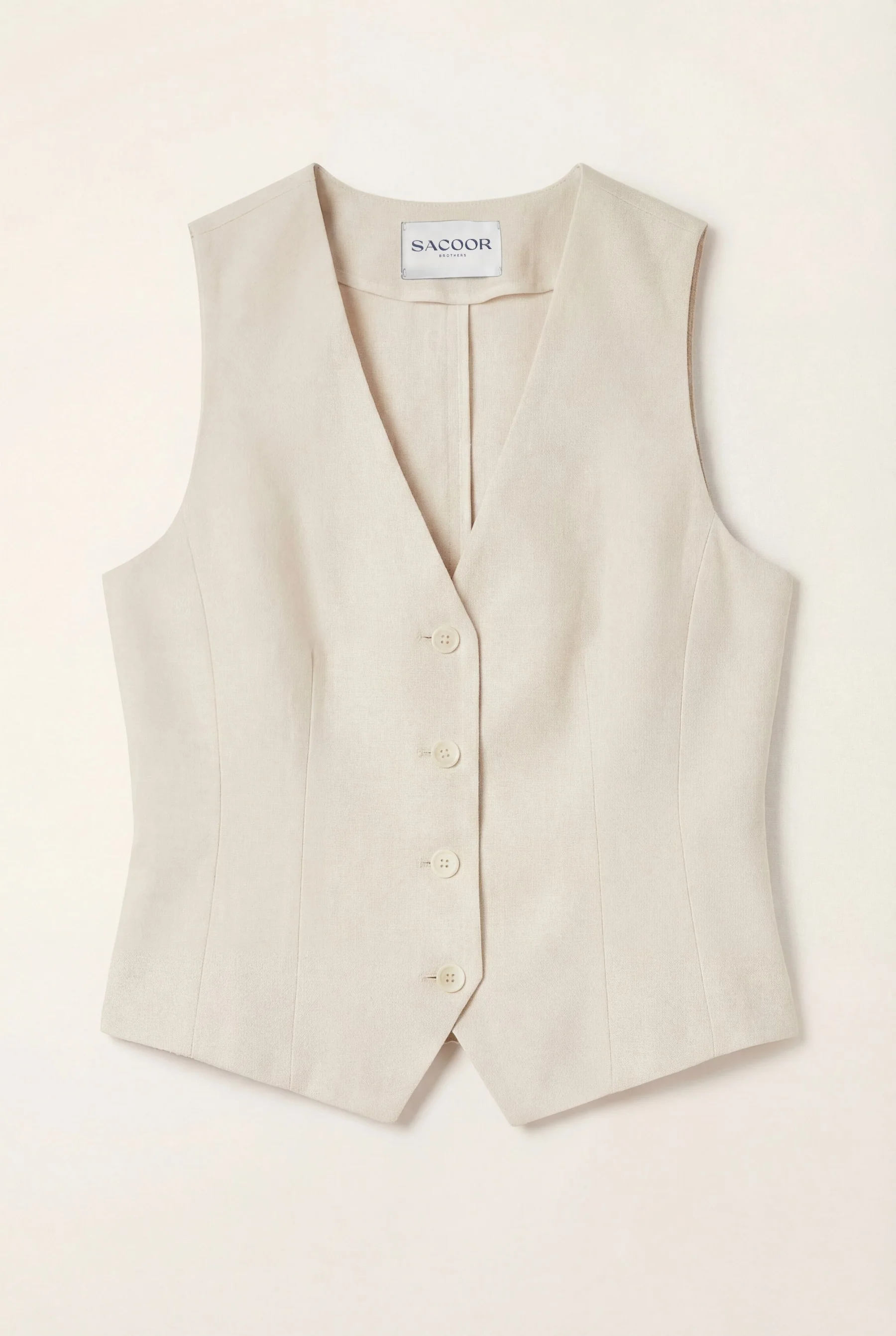 Colete Slim Fit Em Mistura De Viscose Com Fecho De Quatro Botões - Image 6