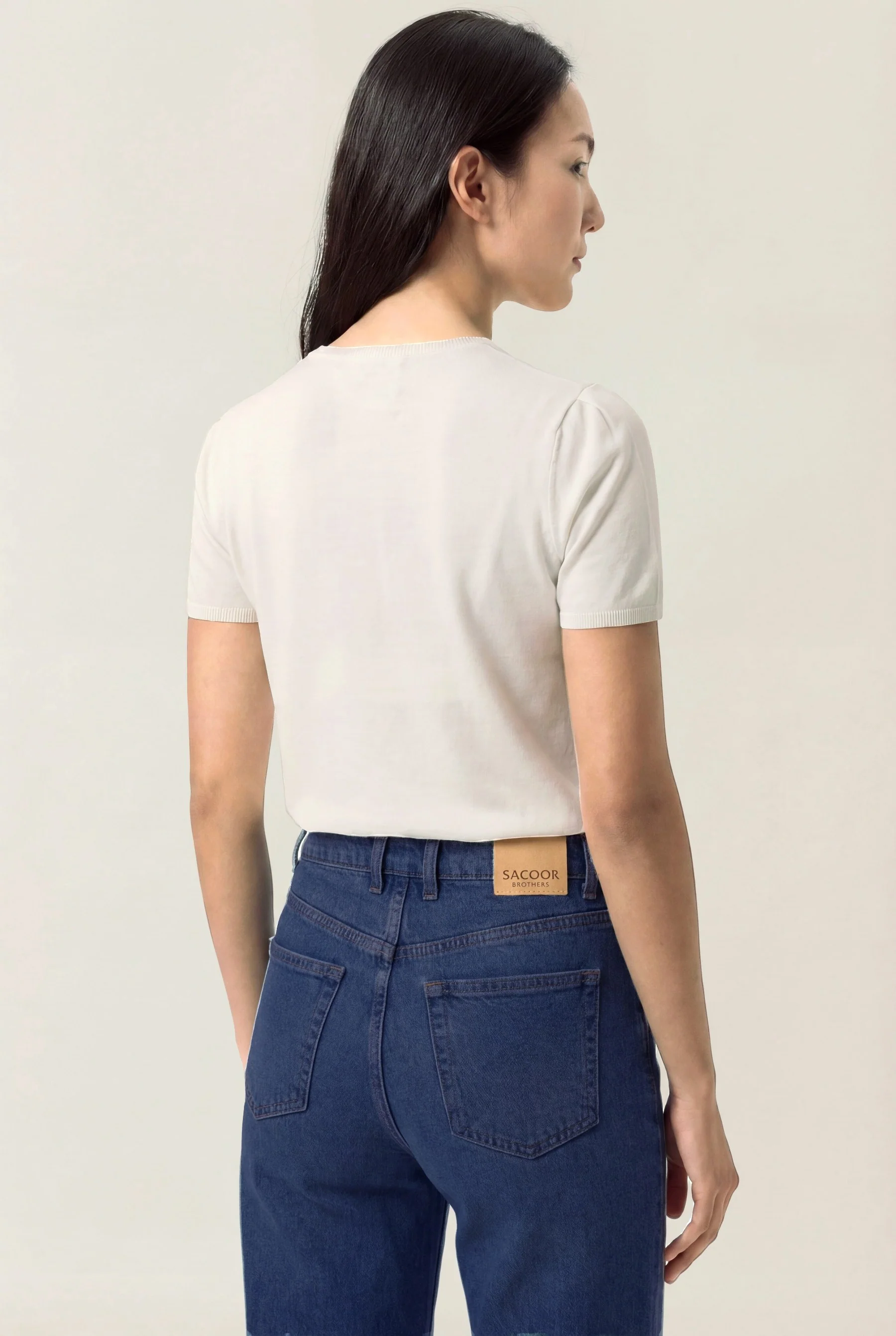 Jeans Mom Fit De Cintura Subida Em Mistura De Algodão - Image 3