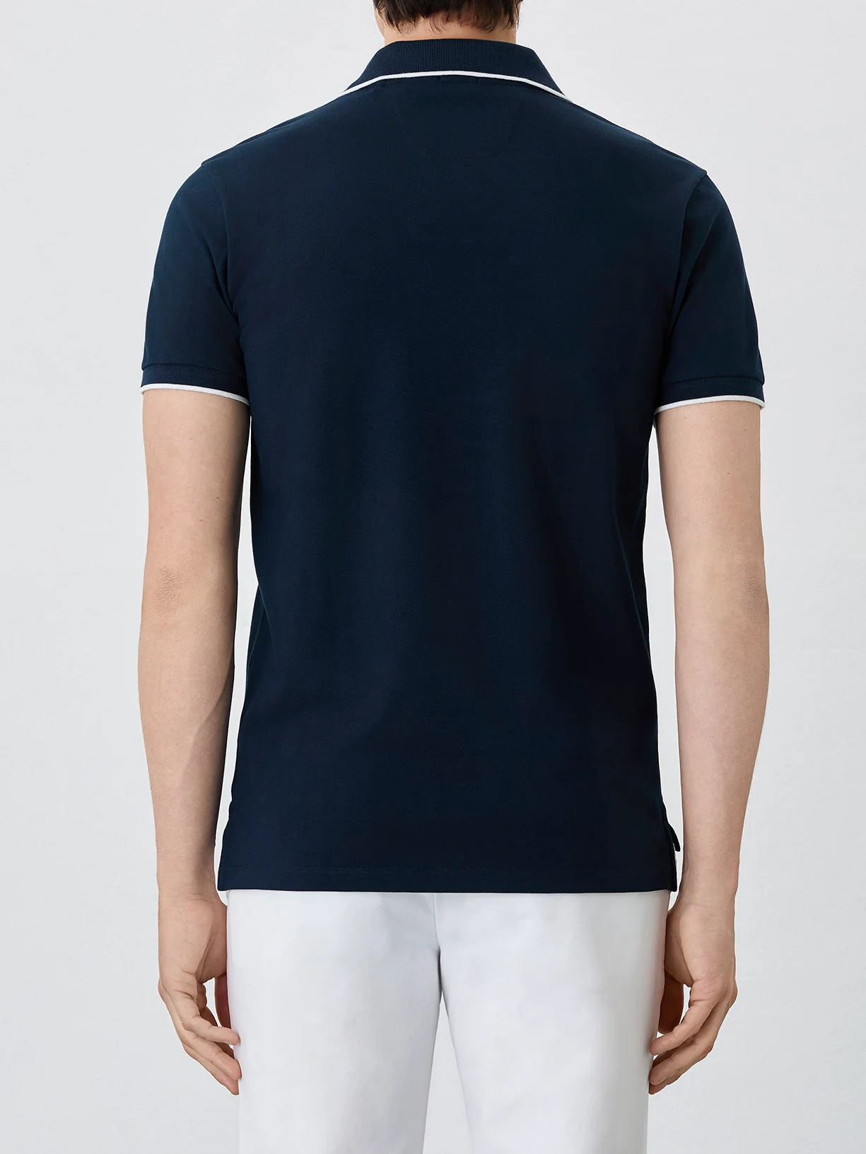 Polo Piqué Slim Fit Com Logo Bordado Em Mistura De Algodão - Image 3