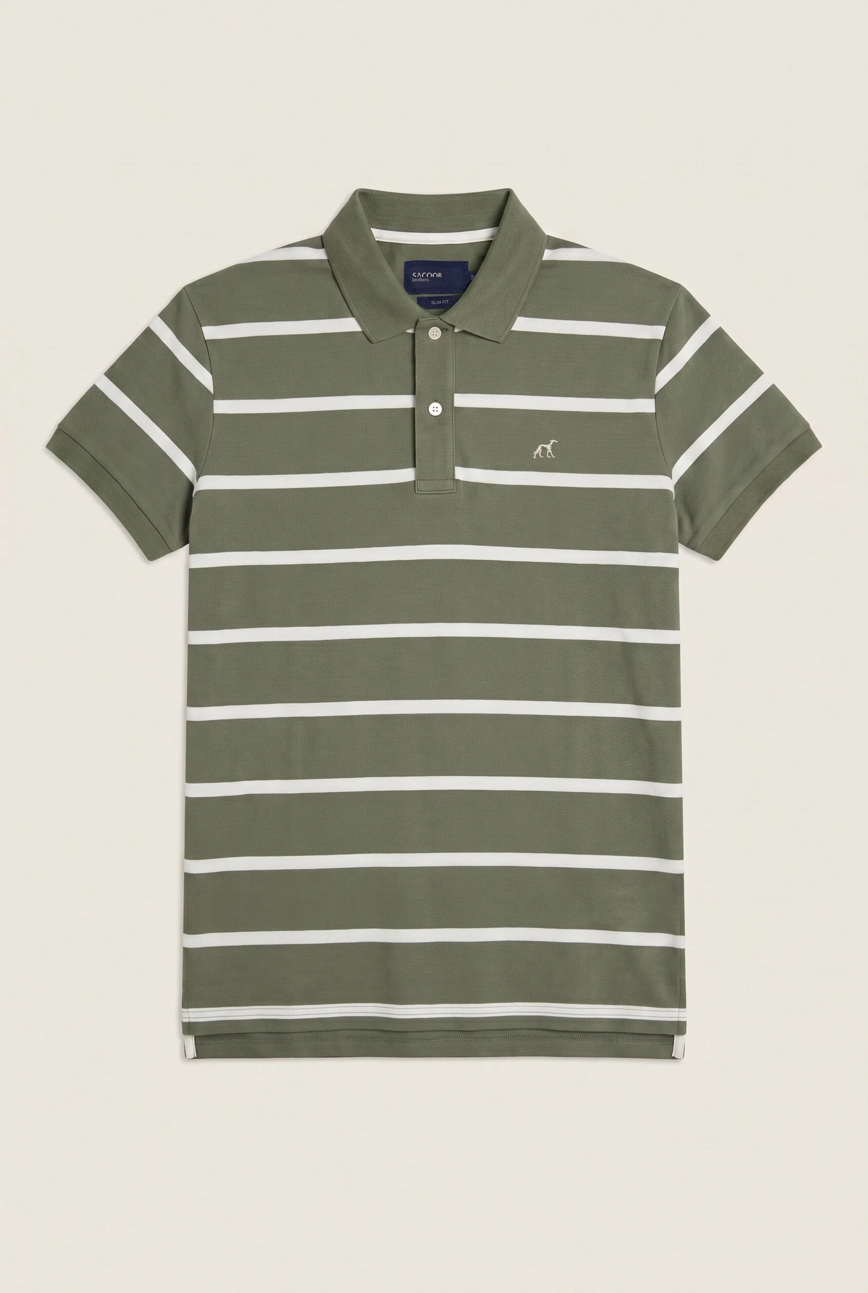 Polo Slim Fit Em Piqué Às Riscas Tingidas Em Fio Em Algodão BCI - Image 11
