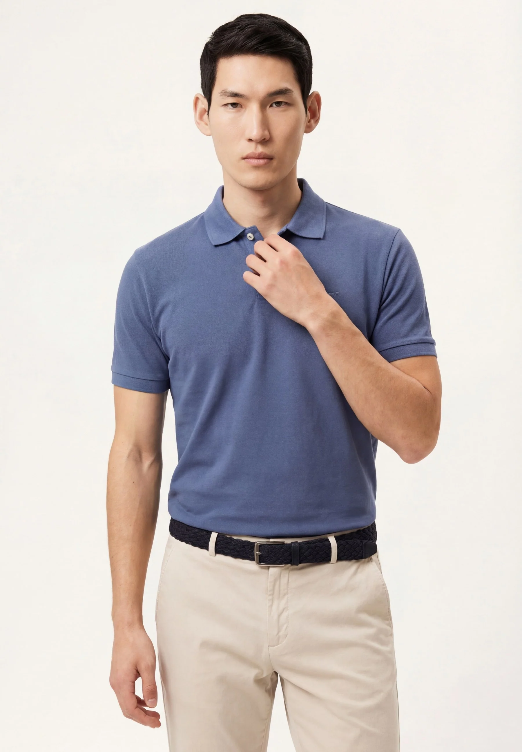 Polo Slim Fit Em Piqué Tingido Em Peça Em Algodão BCI