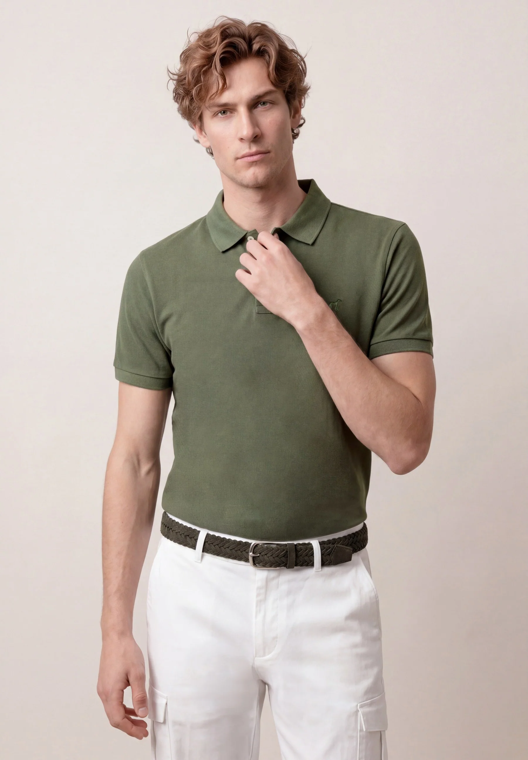 Polo Slim Fit Em Piqué Tingido Em Peça Em Algodão BCI - Image 13