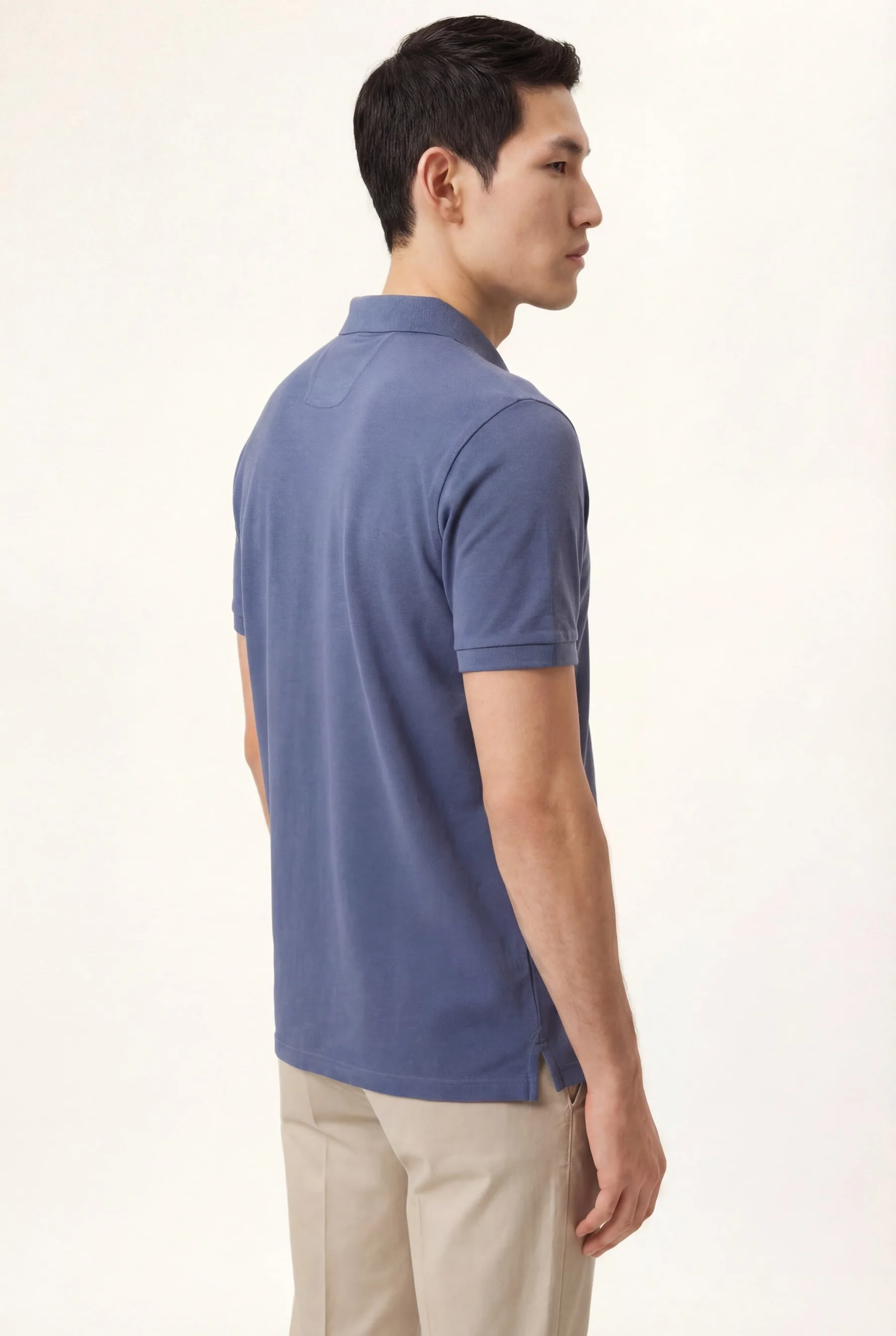 Polo Slim Fit Em Piqué Tingido Em Peça Em Algodão BCI - Image 3