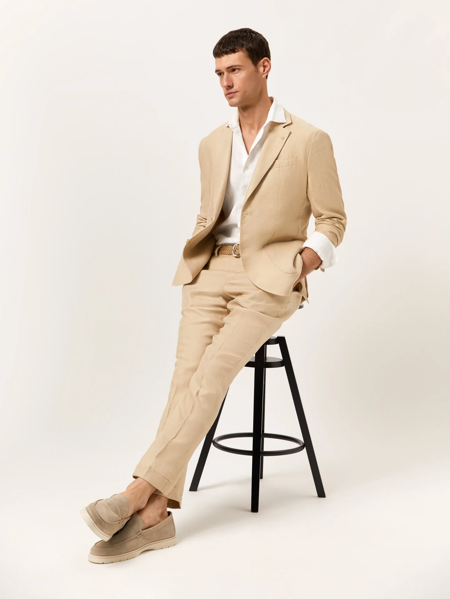 Slim Fit Fato Formal em 100% Linho - Image 5