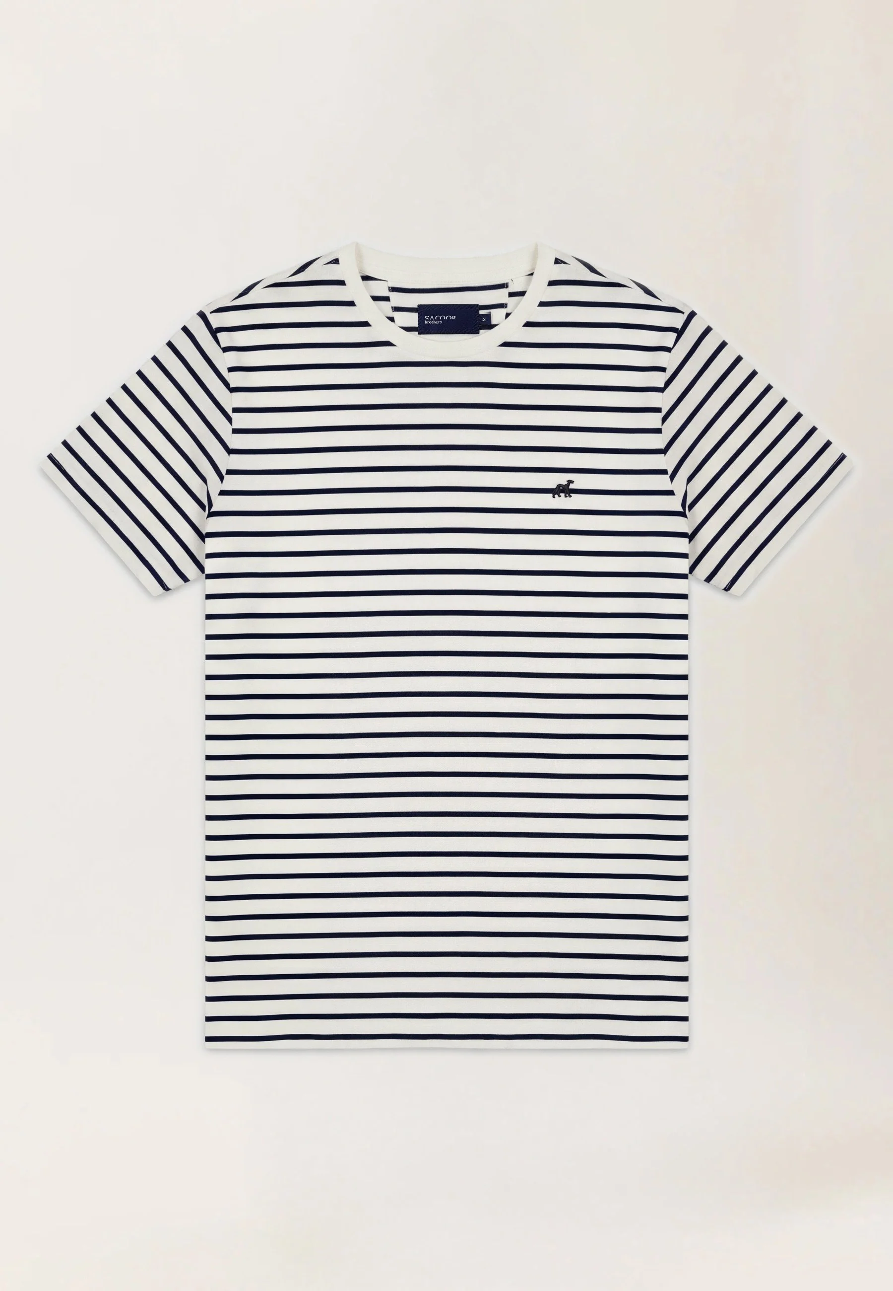 T-Shirt Às Riscas Tingidas Em Fio Em Algodão Orgânico Com Gola Em Canelado - Image 10