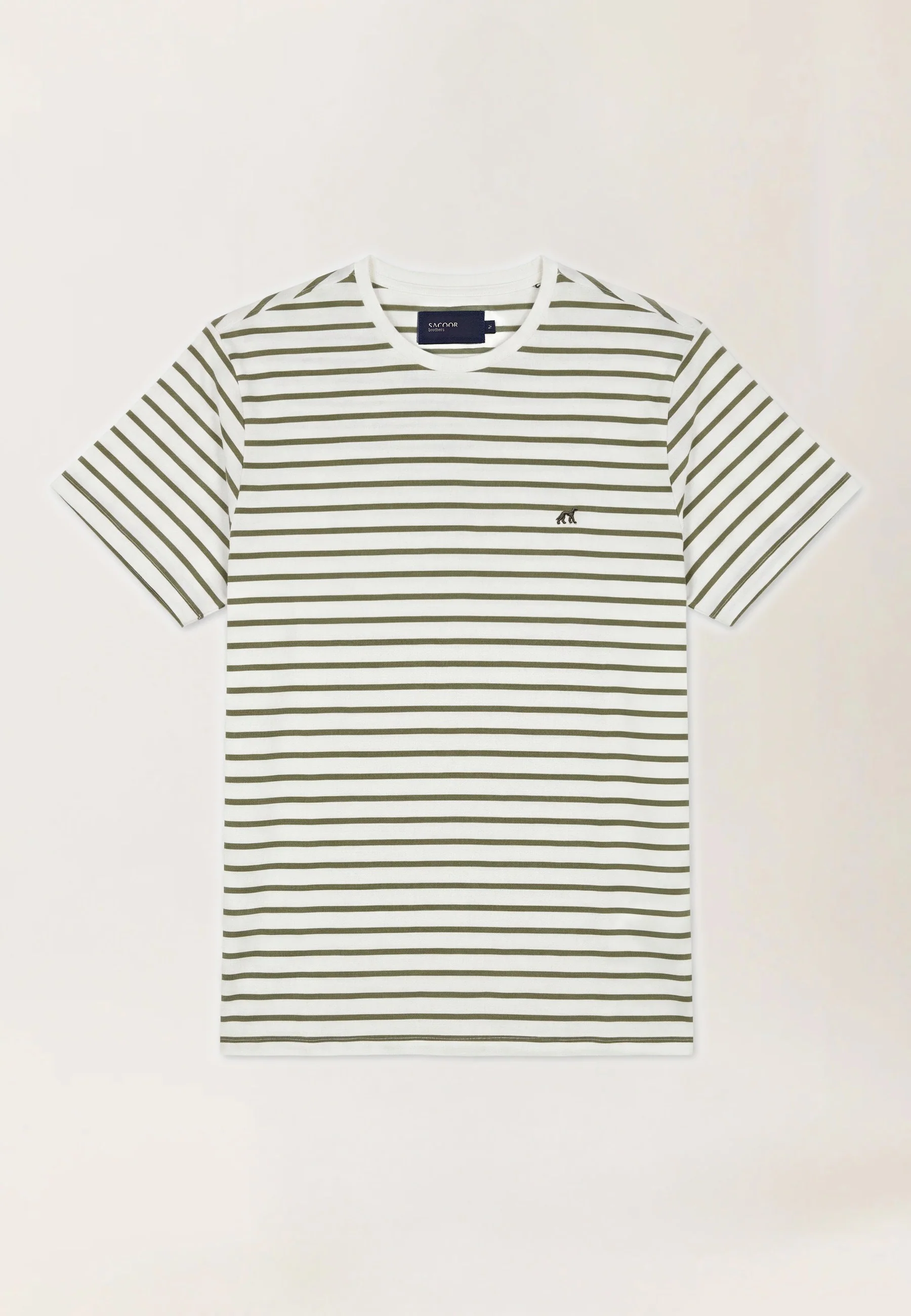 T-Shirt Às Riscas Tingidas Em Fio Em Algodão Orgânico Com Gola Em Canelado - Image 13