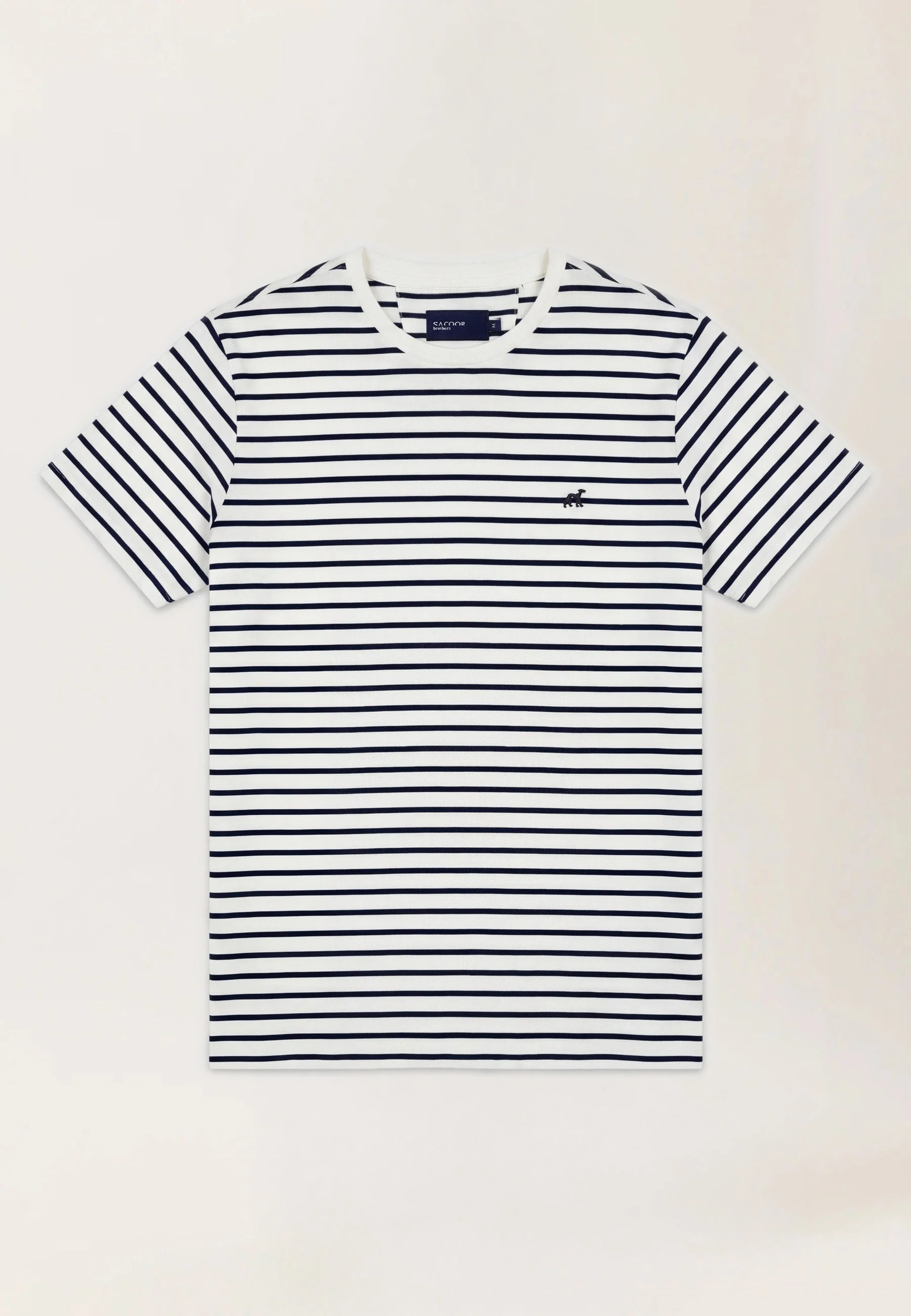 T-Shirt Às Riscas Tingidas Em Fio Em Algodão Orgânico Com Gola Em Canelado - Image 4