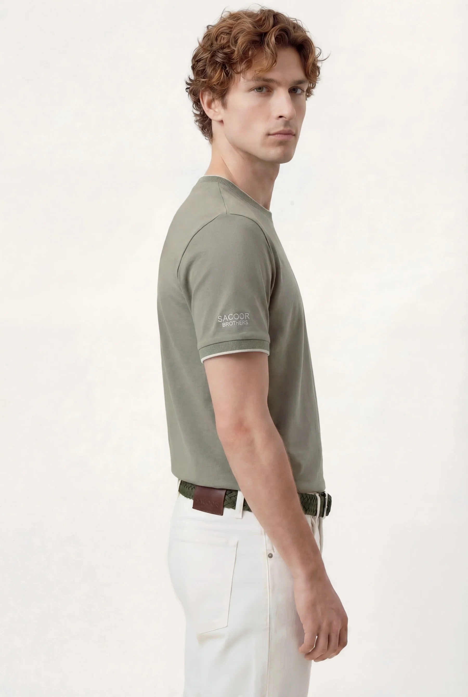 T-Shirt Em Algodão Orgânico Com Gola E Punhos Em Canelado Com Riscas Contrastantes - Image 5