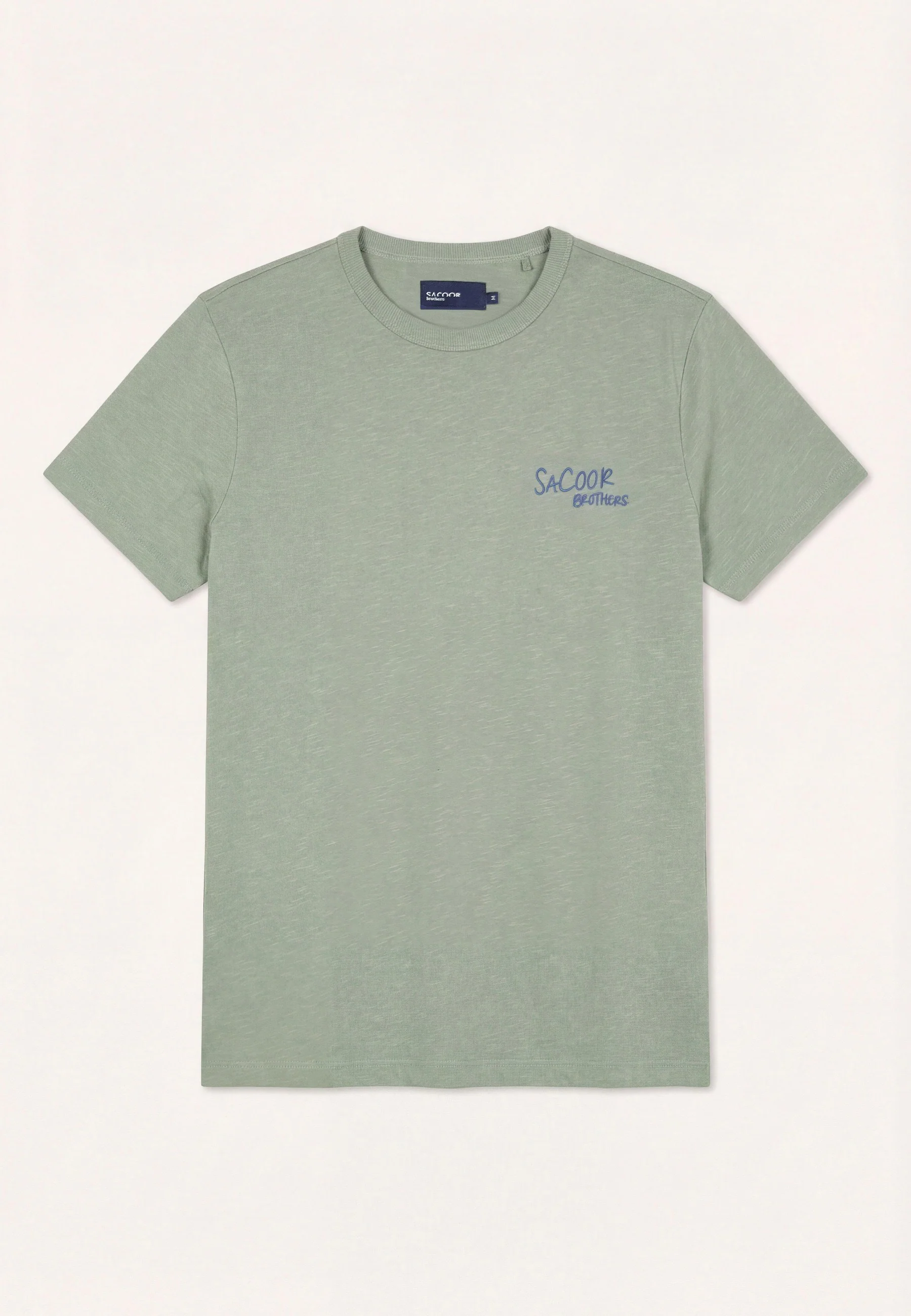 T-Shirt Em Algodão Slub BCI Com Bordado Contrastante No Peito - Image 17