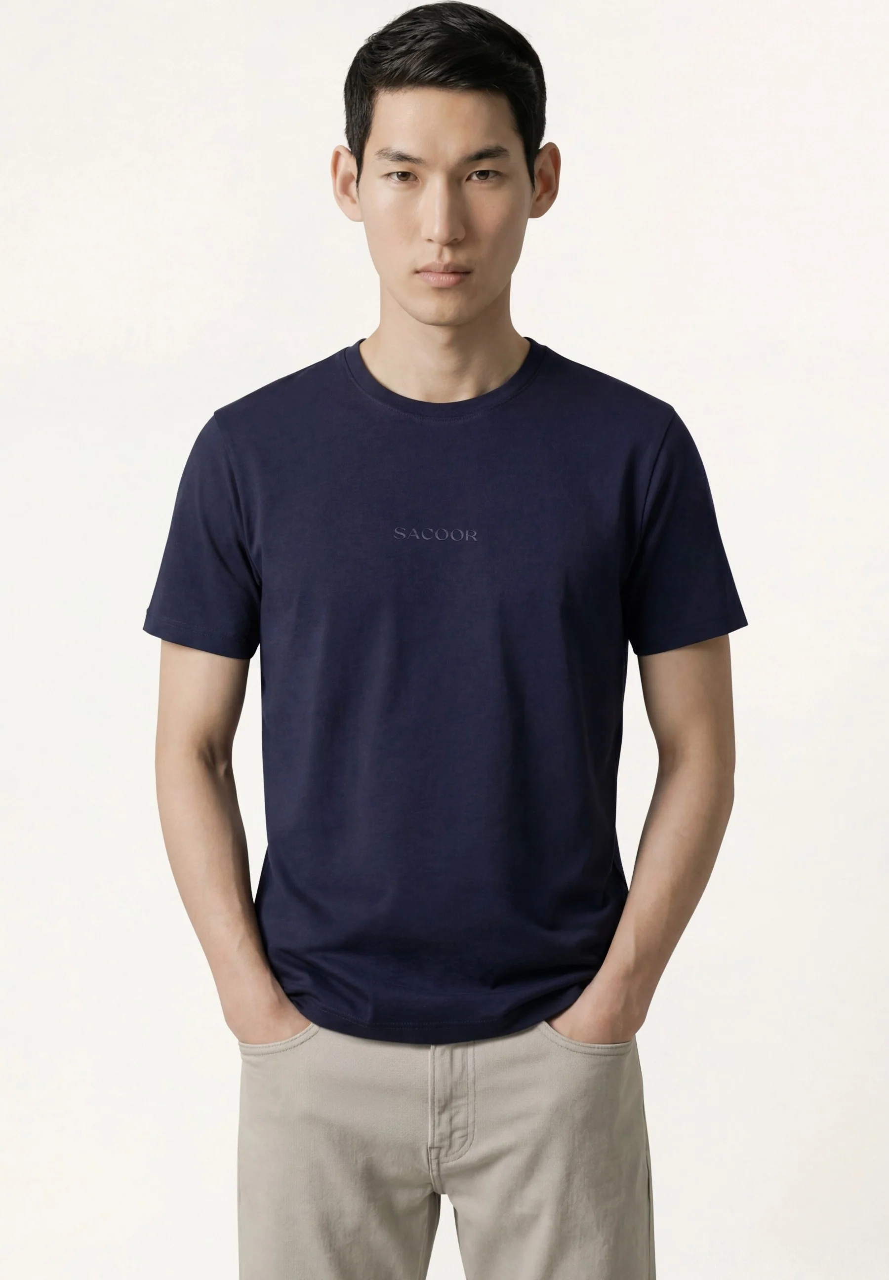 T-Shirt Em Piqué Stretch Com Transfer No Peito Tom-Sobre-Tom