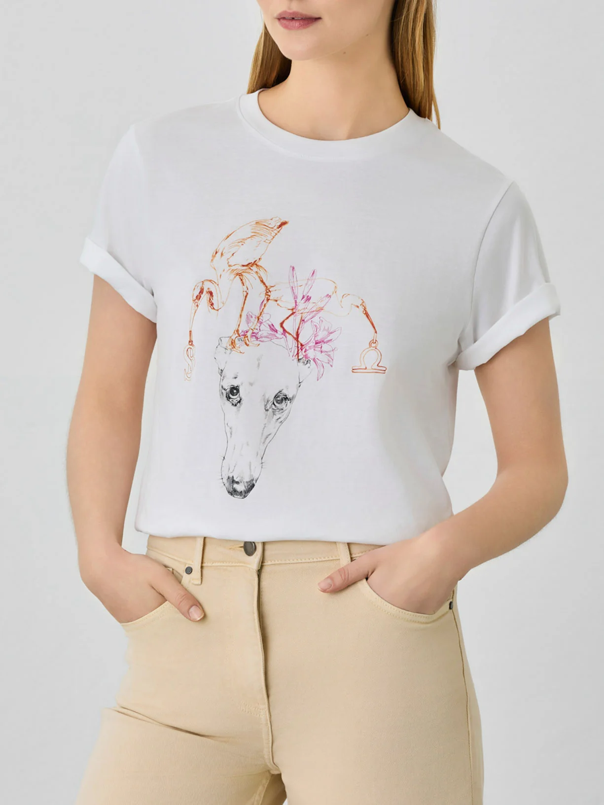 T-Shirt Regular Fit Em Algodão Orgânico Com Signo De Balança